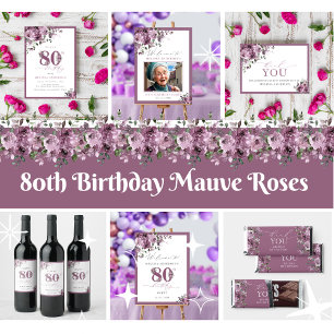 Rafraîchisseur Pour Canette Elégant 80e anniversaire Roses violets