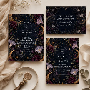 Moody Dark Celestial Wedding Invitation