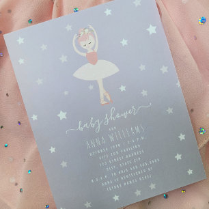 Ballerina Baby Shower Purple Baby Girl Invitation