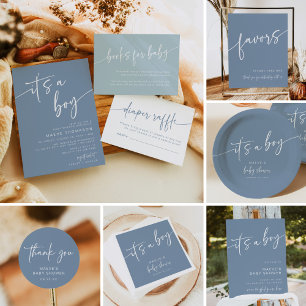 Dusty Blue Baby Shower Paper Napkins Modern Boy