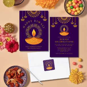 Happy Diwali Festival of Lights Diya Square Sticker