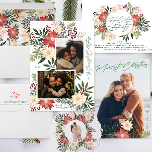 Elegant Holiday Party Poinsettia Wreath Splendour Invitation
