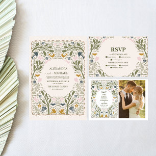 Rustic Green Woodland Fern Wedding Invitation