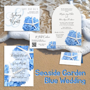 Starfish Blue Hydrangea Simple Ceremony Invitation