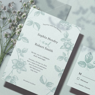 Invitation En Aluminium Mariage floral de Rose rustique or Whimsical