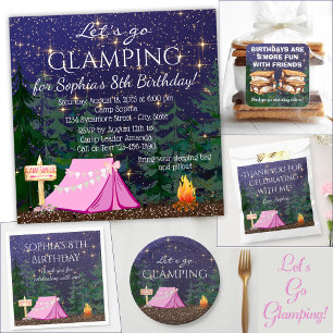S'mores Glamping Birthday Party Square Sticker
