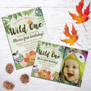 Wild One, Safari First Birthday Invitation