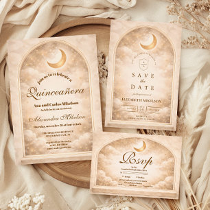 Golden Constellation Quinceañera Invitation