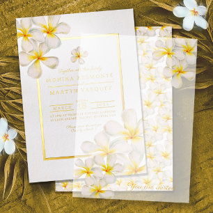 Frangipani white gold tropical flower art wedding 
