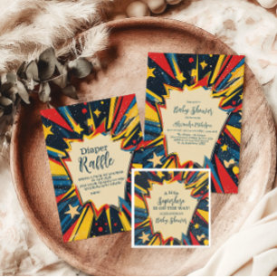 Invitation Baby shower vintage de livres de bandes dessinées