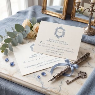 Baroque Shield Crest Dusty Blue Wedding Return Add