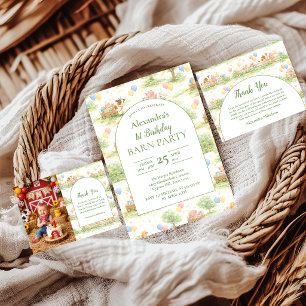 Farm Animals Barnyard 1st Birthday Invitation