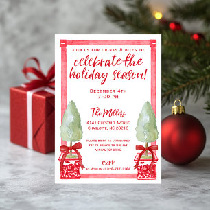Chinoiserie Topiary Christmas Party  Invitation