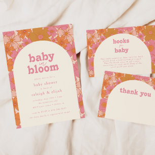 Boho Retro Groovy Floral Thank You Card