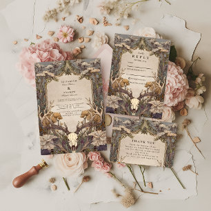 Boho Forest Antler Wedding Invitation