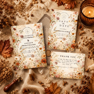 Romantic Autumn Floral Wedding Invitation