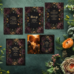 Victorian Gothic Floral Frame Wedding Invitation