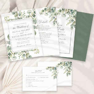 Modern Greenery Eucalyptus Wedding Program Hand Fan