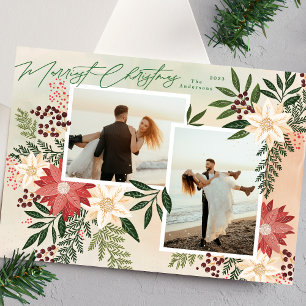 Elegant Festive Christmas Poinsettia Holiday Throw Pillow