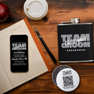  Bachelor Party QR Code Buy Drink Team Groom 4" 4 Inch Round Button