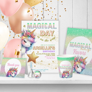 Glitter rainbow unicorn magical Paper Plate