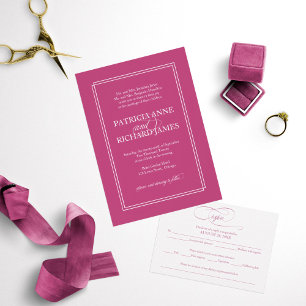 Invitation Cassis rose Simple Élégant Mariage formel