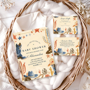 Neutral Western Cowboy Baby Shower Invitation