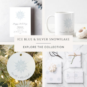 Ice Blue Snowflake Twinkle Twinkle Christmas Gift Wrapping Paper Sheet