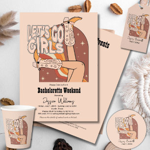 Retro Pastel Pink Rodeo Bachelorette Party Invitation