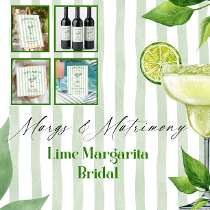 Margaritas and Matrimony Striped Bachelorette Poster