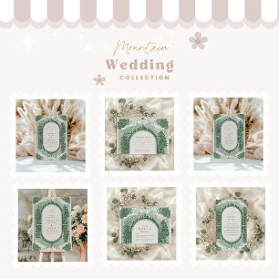 Invitation Paysage romantique de forêt Vintage avec montagnes