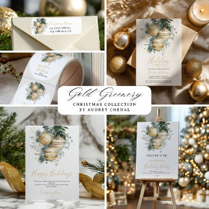 Corporate Gold Baubles Greenery Christmas Welcome Poster