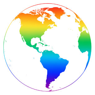 Rainbow coloured planet earth classic round sticker