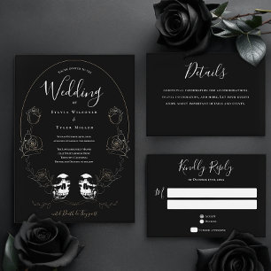 Invitation Mariage gothique noir floral