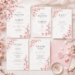 Faire-part de mariage Élégance Cerisier en Fleurs