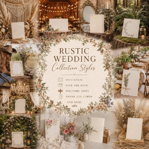 rustic Farm Olive Herb Wedding Botanicals Invitation