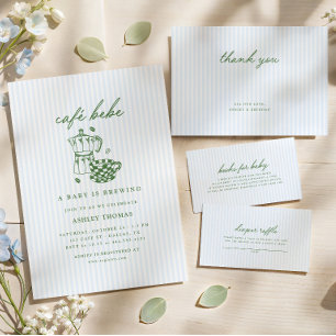 Country Club Green & Blue Stripe Baby Shower Thank You Card