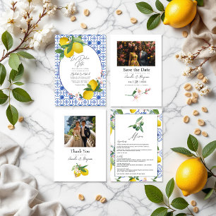 Italian Lemon Botanical Wedding Photo QR Code Save The Date
