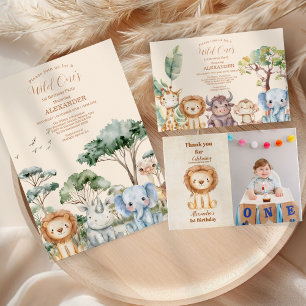 Safari Wild One Birthday Invitation