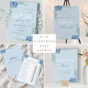 Something Blue Hydrangea Floral Bridal Shower  Invitation