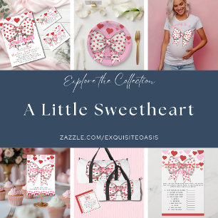 A Little Sweetheart Baby Keepsake Birth Stats Bow Throw Pillow