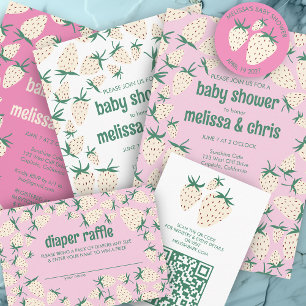 White Strawberry Cute Pineberry CUSTOM BABY SHOWER Invitation