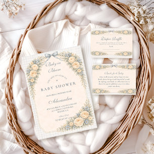 Dusty Blue Rose Arch Baby Shower Napkin