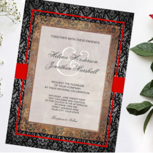 Elegant Tuscan Damask Wedding Invitation