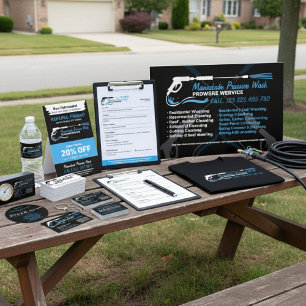 Professional Pressure Washing Power Masculine Magnetic Business Card