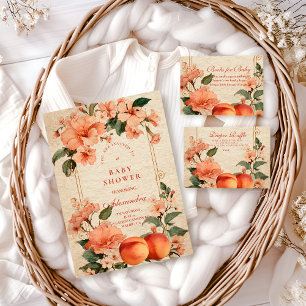 Vintage Peach Garden Botanical Baby Shower Napkin