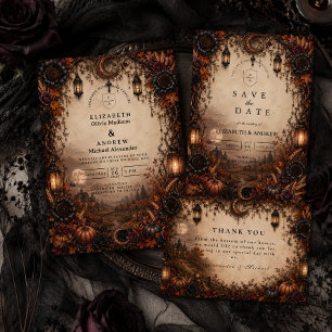 Moody Fall Romance Wedding Thank You Card
