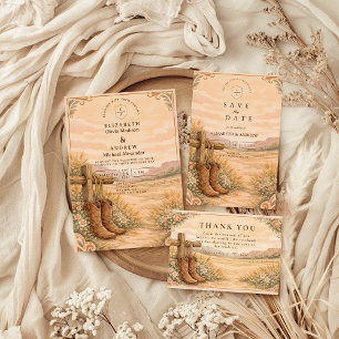 Cowboy Boots Desert Wedding Thank You Card
