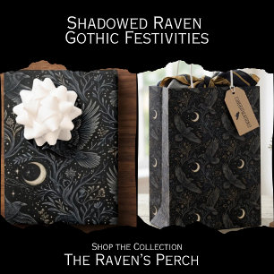Mystical Midnight Crow and Crescent Moon Pattern Tissue Paper