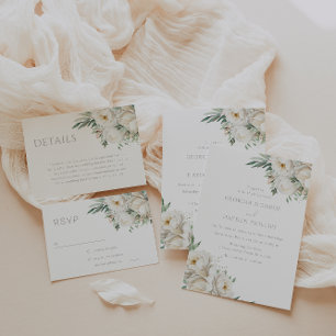 Luxury White Floral Premium Sage Wedding Invitation